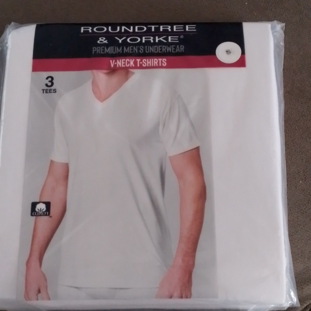 Men's V Neck White 100% Cotton Small Tee-Shirt Pack Of 3